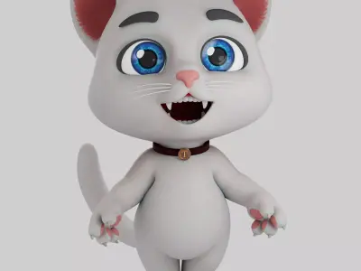 Cartoon Cat Low-poly 3D model 3