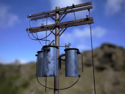 Old Power Pole Low-poly 3D model
