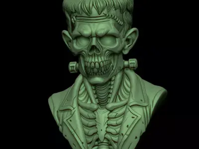 Frankenstein skeletal Bust 3D Print STL  3D print model