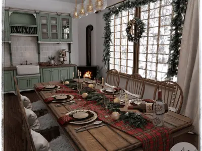 Christmas Home - Kitchen Blender Scene  3D model