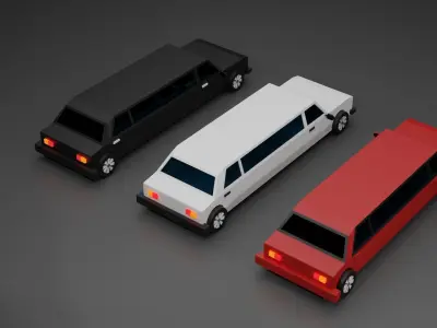 limousine car Low-poly 3D model