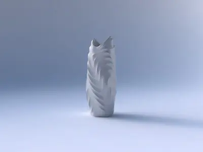 Vase twisted double arc hexagon  with curved horizontal wavy ... 3D print model