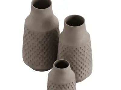 Wheel-thrown pottery vases 3D model