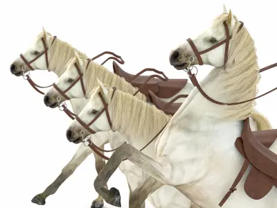 Realistic Horse 3D Model - With Bridle  Low-poly 3D model