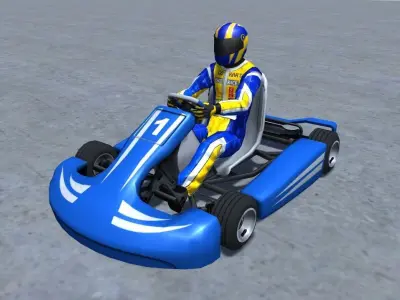 Low Poly Kart With Player 1 Low-poly 3D model