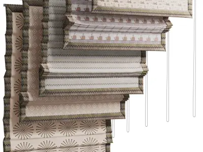 Roman blinds for children room 04 Low-poly 3D model