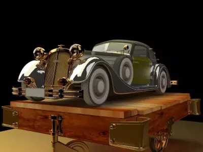 Chinese display stand with antique car 3D model