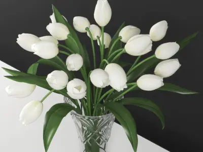 set629 tulips in glass vase 3D model