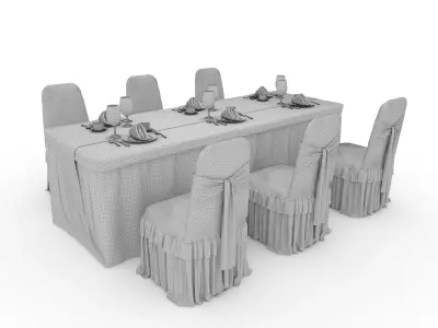 Banquet Table and Chair 130 3D model