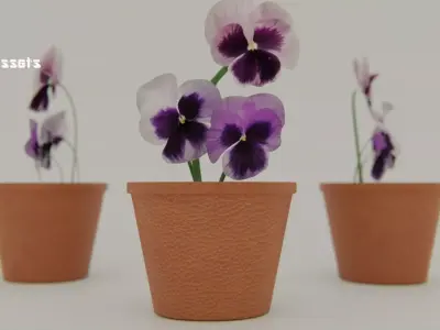 Flower Pot Asset FREE Blender File Free low-poly 3D model