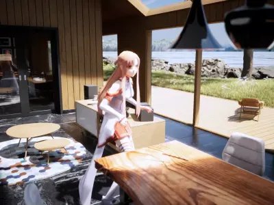 Asuna Yuuki - Idle Low Poly Rigged  Free low-poly 3D model