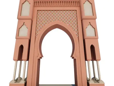 Traditional Moroccan Door Fes City 3D model