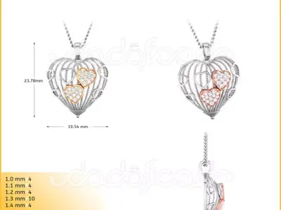 light weight yellow gold  diamond pendent -DOC-P8000 3D print model