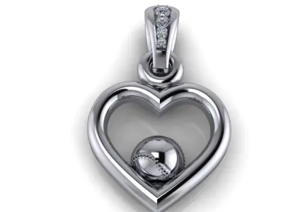 Baseball Heart Pendant Necklace Jewelry 3D print model