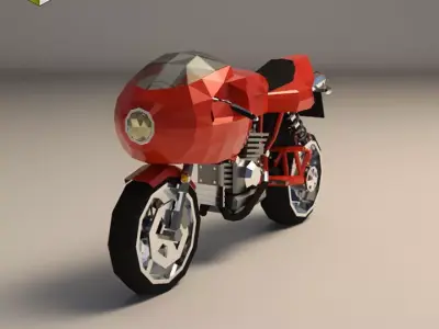 Low Poly Motorcycle 02 Low-poly 3D model