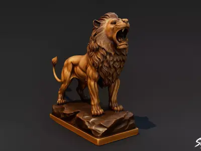 Lion Statue V7 Low-poly 3D model