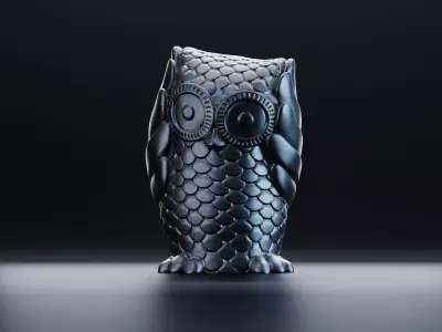Mystical owl with closed ears 3D print model