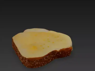 Realistic Melted Cheese Toast  3D Food Model PBR GLB FBX OBJ 3D model