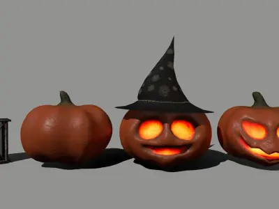 Halloween Set lantern Low-poly 3D model