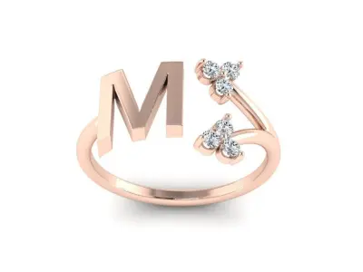Jewelry Alphabet Ring M with Diamonds  3D print model
