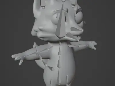 Cartoon Grey Fox Rigged 3D Model Low-poly 3D model