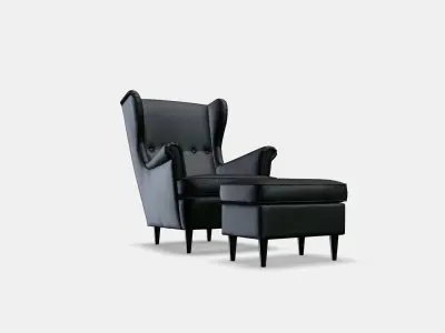 STRANDMON Armchair and footstool 1 Low-poly 3D model