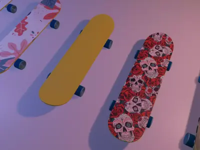 skateboard  5 skateboard in 1 file  Low-poly 3D model