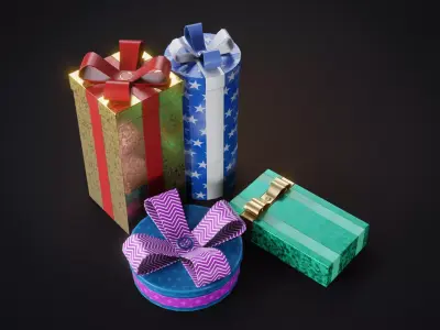 Christmas gifts 2 Low-poly 3D model