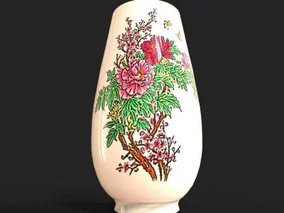 The Vase chinese with flowers 3D model