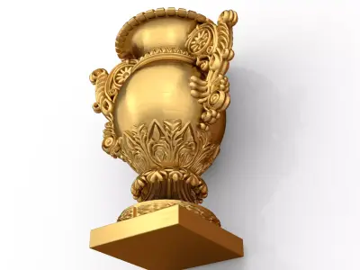Neoclassical Ornate Urn decorative onlay cnc 3d printing stl 01 3D print model
