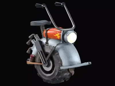 Motorized unicycle Low-poly 3D model