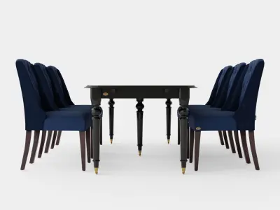 Modus black with Venice chair indigo Dining Set Low-poly 3D model