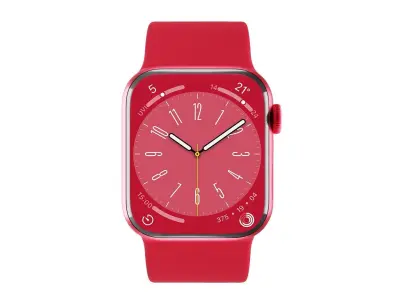 Apple Watch Series 8 Sport Band  PRODUCT RED Color 3D Model Low-poly 3D model