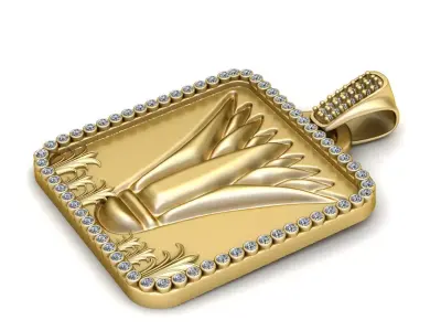 Luxury Gold Square Pendant 3D print model