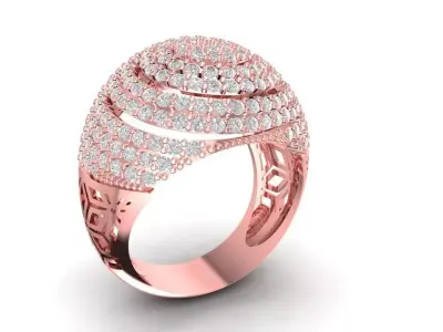 Luxury Dome Pave Diamond Cocktail Ring for Women 3D Model 1810 3D print model