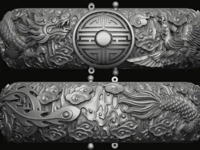 Dragon and phoenix bangles 3D print model