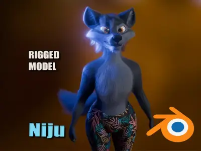 Niju Anthro Wolf Low-poly 3D model