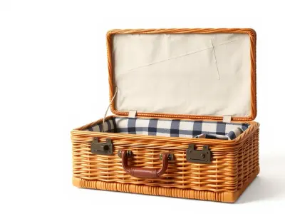 Wicker Picnic Basket Model Pack with Cloth Insert Low-poly 3D model