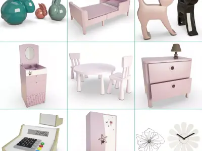 Pink Bedroom 3D model