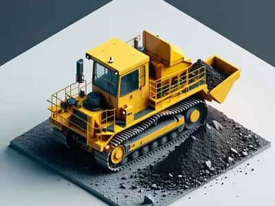 LowPoly Crawler Dozer with Debris Low-poly 3D model