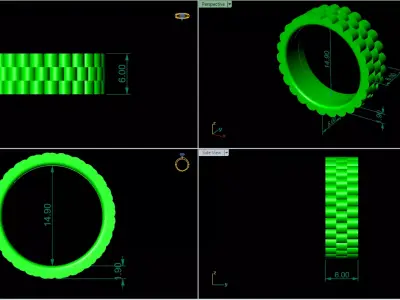 Triple Row Grand Jubilee Ring  Model RJ 82 3D print model