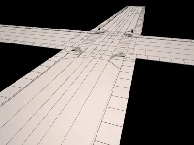 Road Set 2 crossed streets 3D model