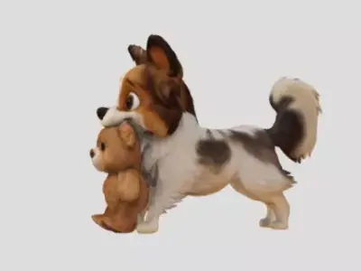 Lara y Pepo - Puppy with Teddy 3D model