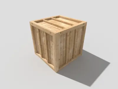 low poly wooden crate Low-poly 3D model