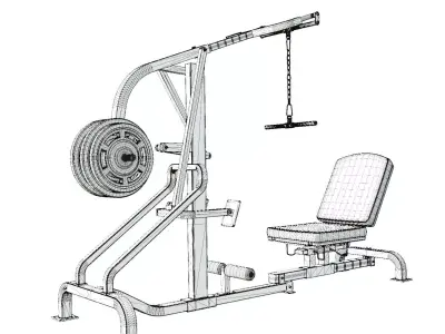 Seated Row Machine Low-poly 3D model