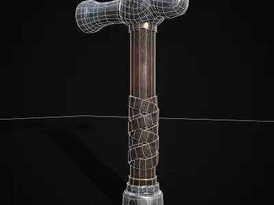 Ornate Ball Peen Hammer Low-poly 3D model