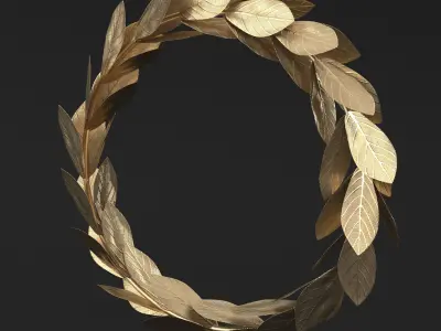 Gold Metal Leaves Wreaths 3D model