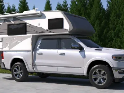 Pickup Truck Camper 3D model