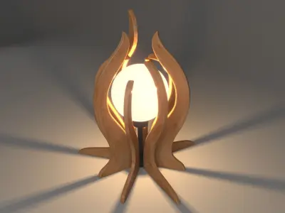 Wooden Garden And Table Lamp Design 3D model