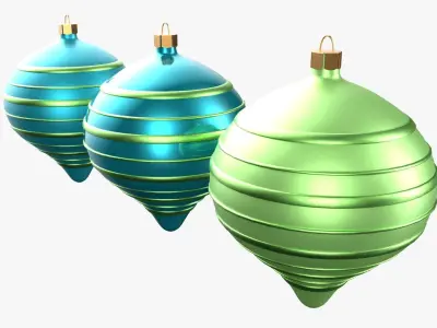 Christmas Tree Ornament Set9 - Turquoise Green  Low-poly 3D model